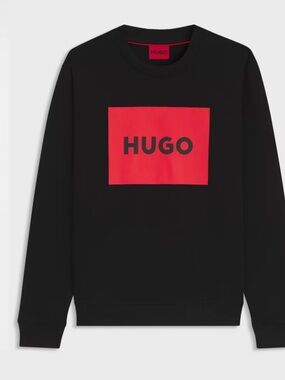 HUGO Men's Black Crewneck Sweatshirt with Red Logo XXL NWT
